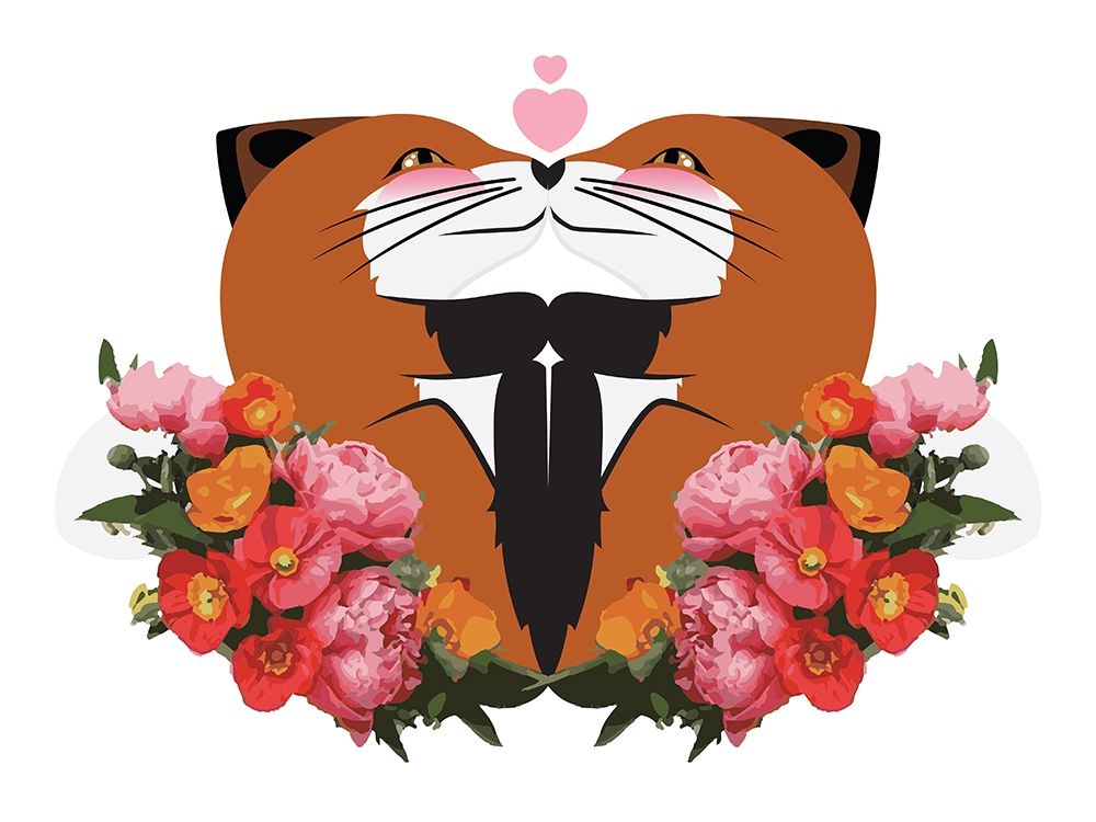 Fox Hug Flowers art print by Milli Villa for $57.95 CAD