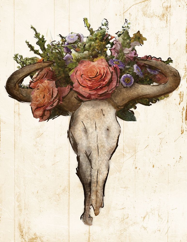 Flower On The Skull Dark Lines art print by Milli Villa for $57.95 CAD