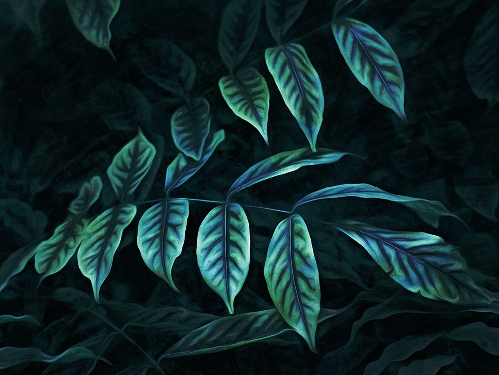 Teal Blue Leaves art print by Milli Villa for $57.95 CAD