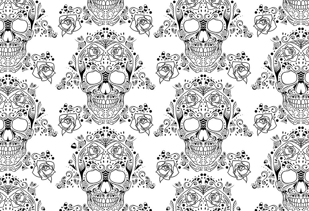 Halloween Skull Pattern Reverse art print by Milli Villa for $57.95 CAD
