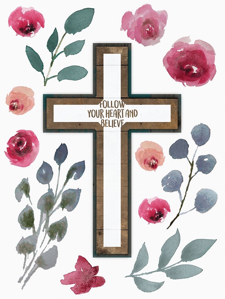 Follow Your Heart Cross art print by Milli Villa for $57.95 CAD