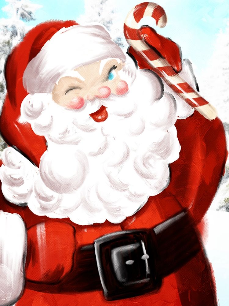 Santa Candy Cane art print by Milli Villa for $57.95 CAD
