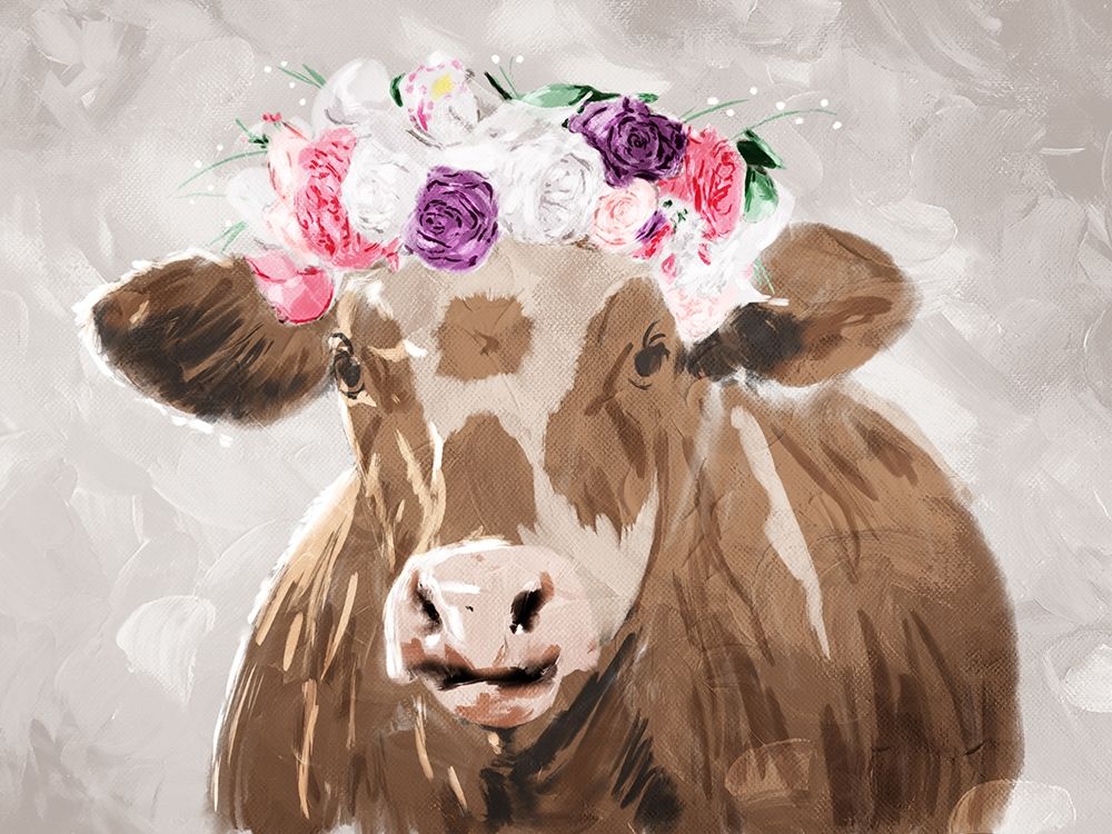 Cow Flowers art print by Milli Villa for $57.95 CAD