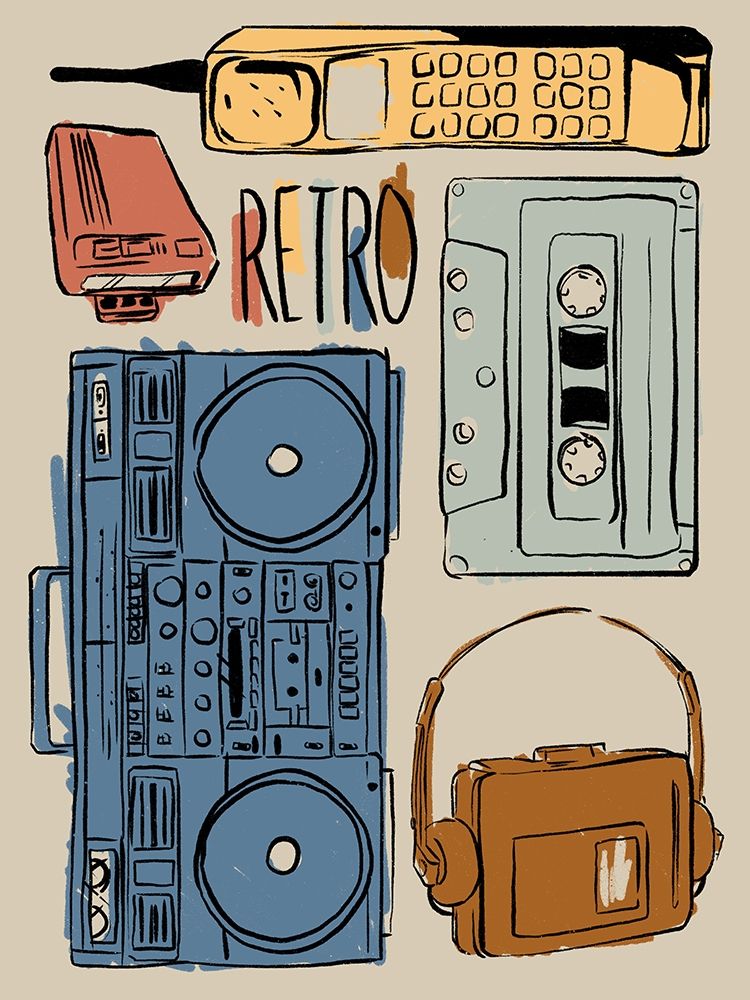 Retro Electronix Mute Colored art print by Milli Villa for $57.95 CAD