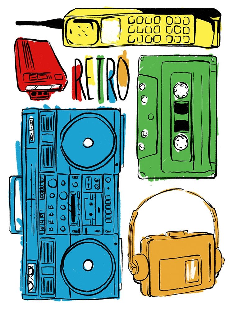Retro Electronix Colored art print by Milli Villa for $57.95 CAD