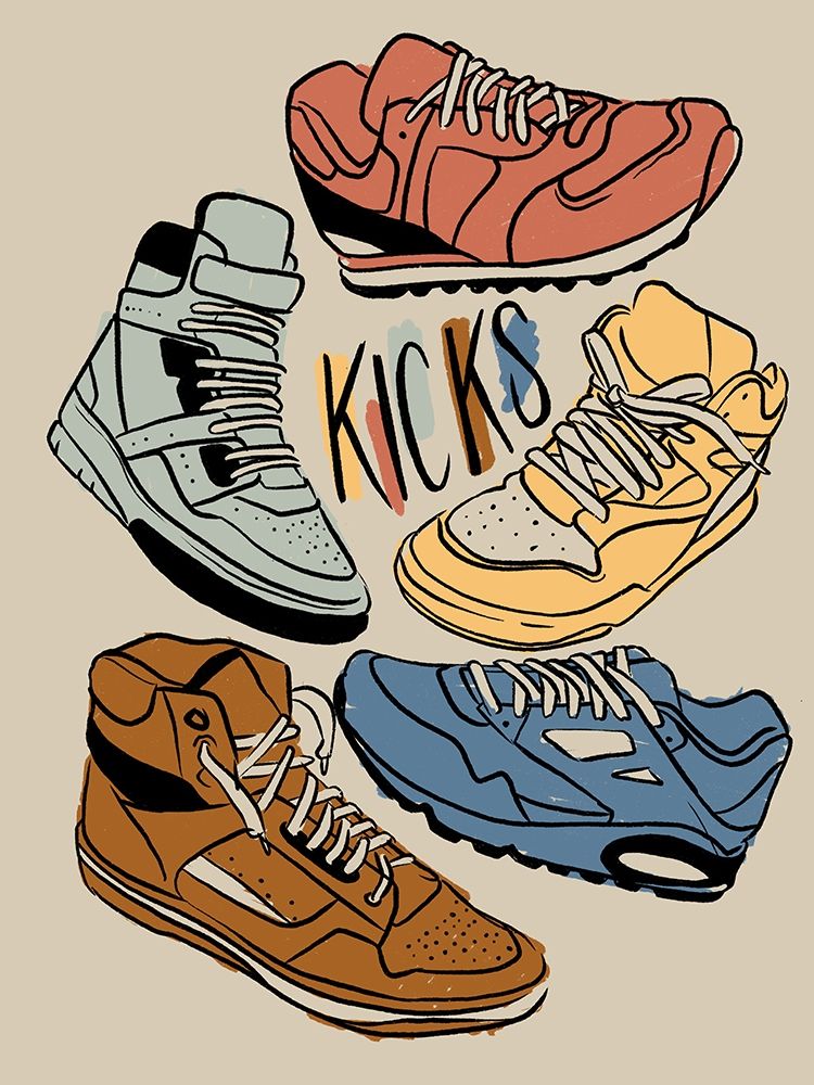 Retro Kicks Mute Colored art print by Milli Villa for $57.95 CAD