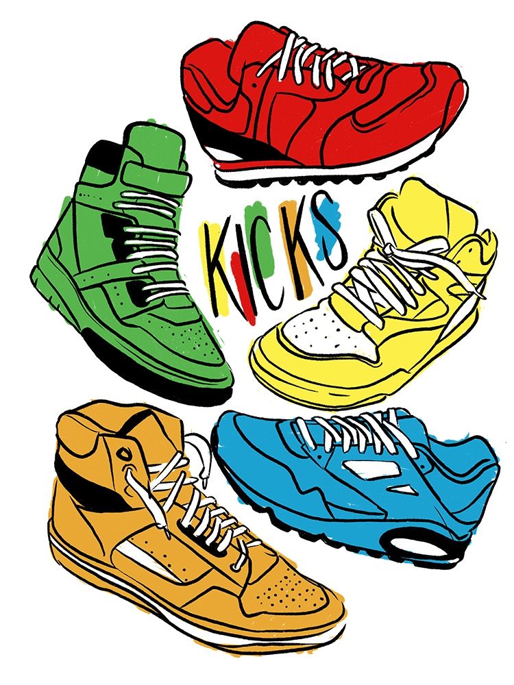 Retro Kicks Colored art print by Milli Villa for $57.95 CAD