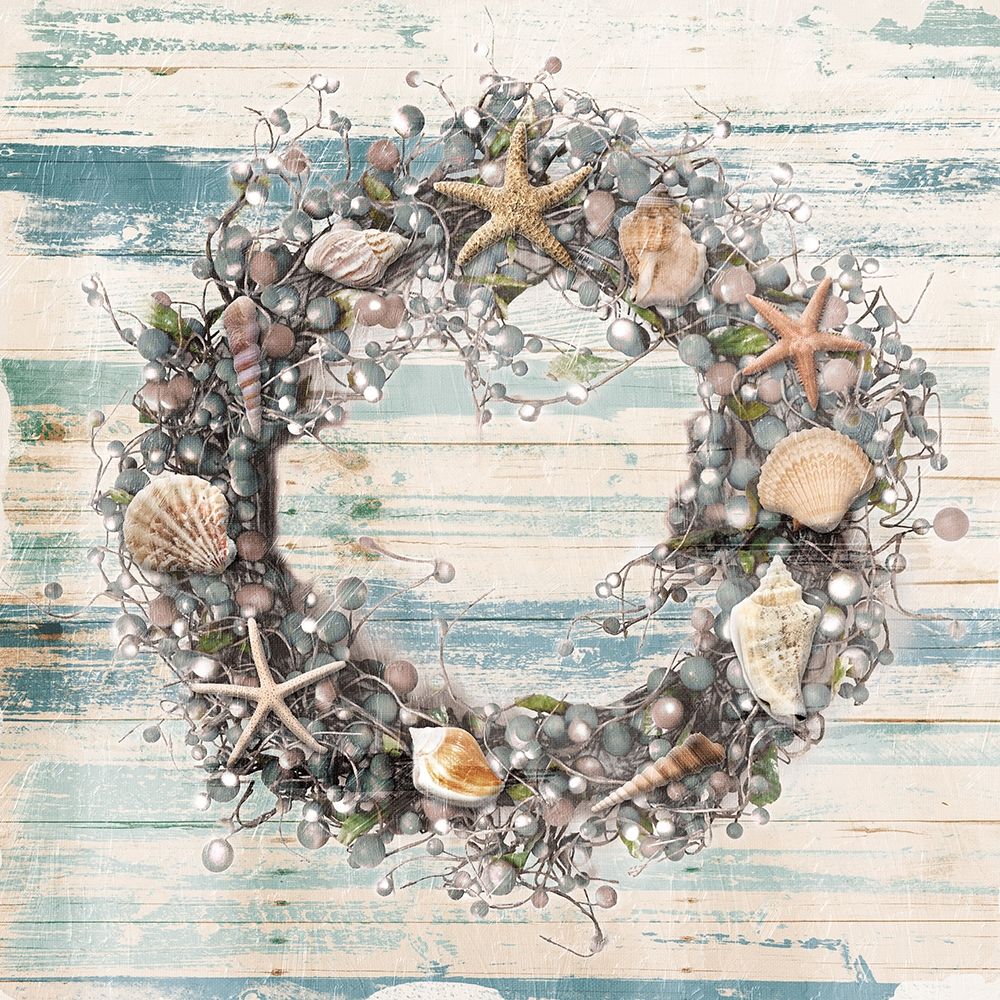 Wreath Blues Coastal art print by Milli Villa for $57.95 CAD