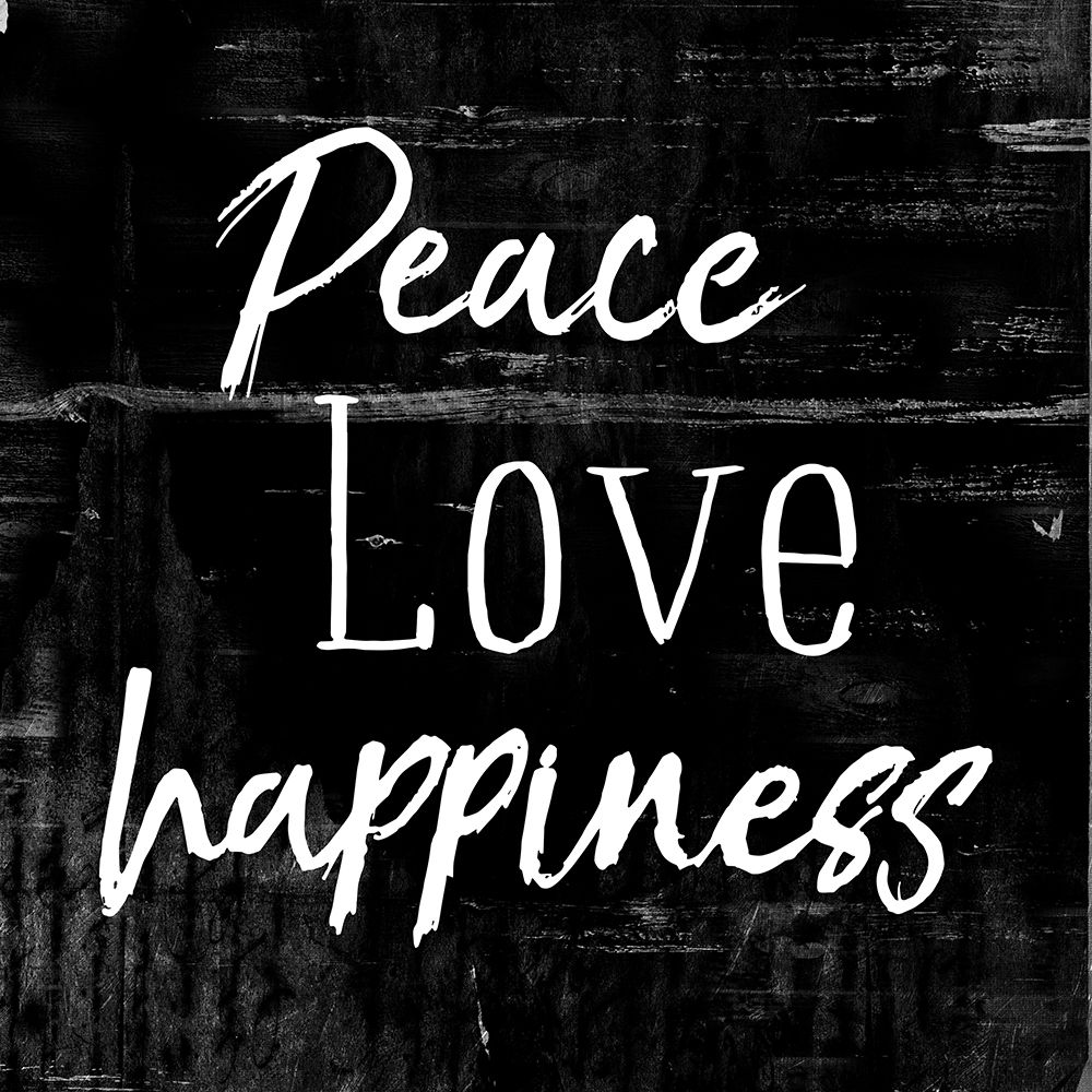 Peace Love Happiness Black art print by Milli Villa for $57.95 CAD