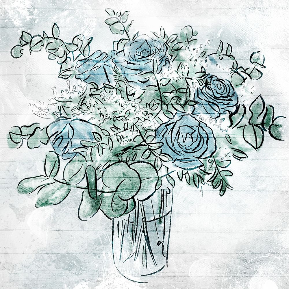 Blue Sketch Florals art print by Milli Villa for $57.95 CAD