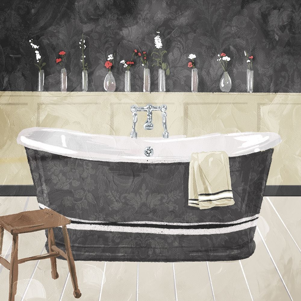 Bathroom Florals Dark art print by Milli Villa for $57.95 CAD