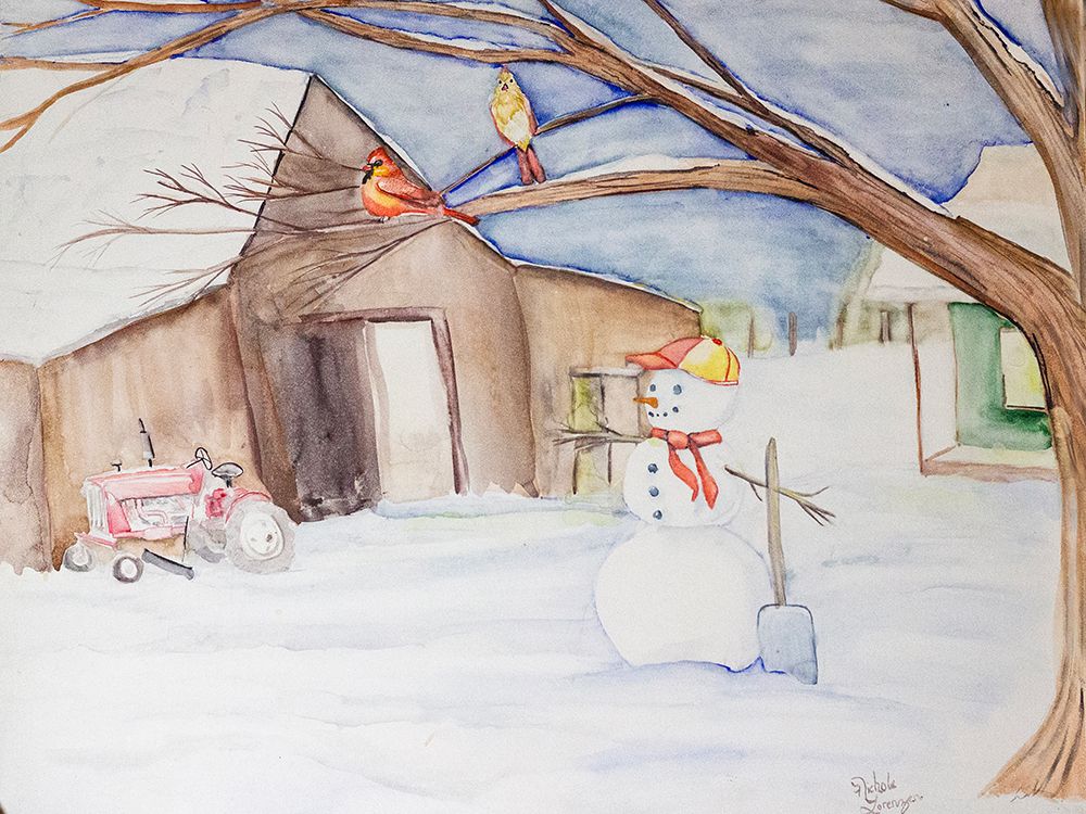 Farm In Snow art print by Nichole Lorenzen for $57.95 CAD