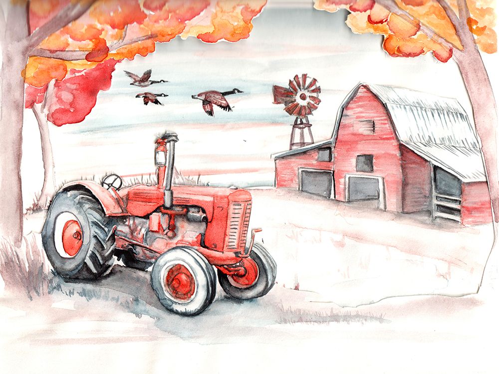 Case Tractor And Barn Vivid art print by Nichole Lorenzen for $57.95 CAD