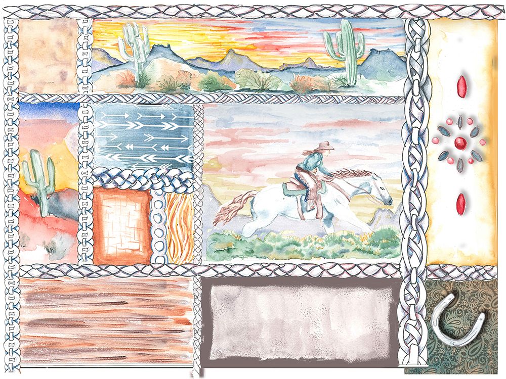 Cowgirl Pattern art print by Nichole Lorenzen for $57.95 CAD