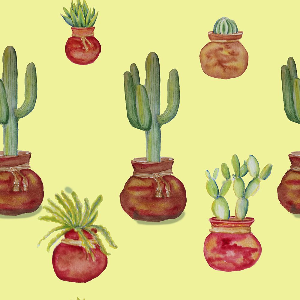Cacti Pattern Yellow art print by Nichole Lorenzen for $57.95 CAD