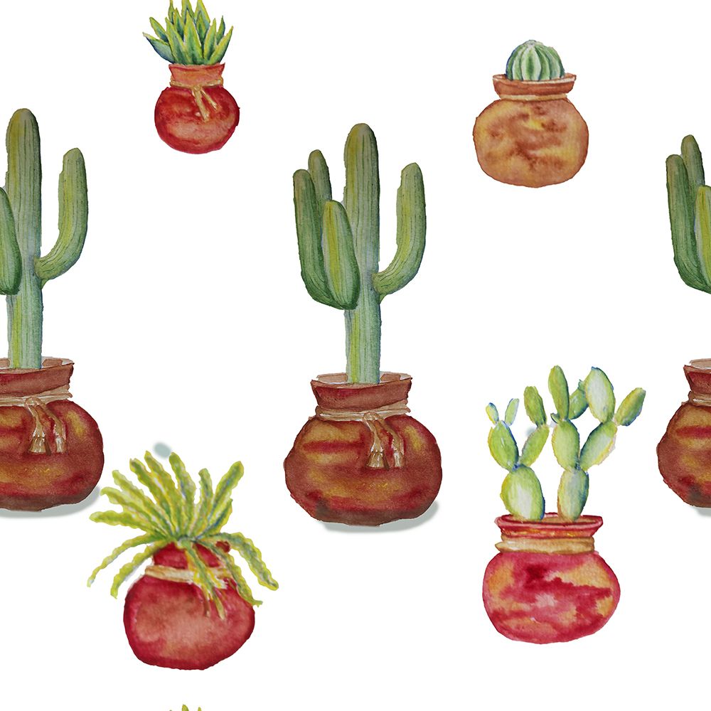 Cacti Pattern White art print by Nichole Lorenzen for $57.95 CAD