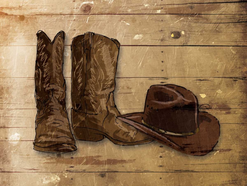 Sketched Hat And Boots art print by OnRei for $57.95 CAD