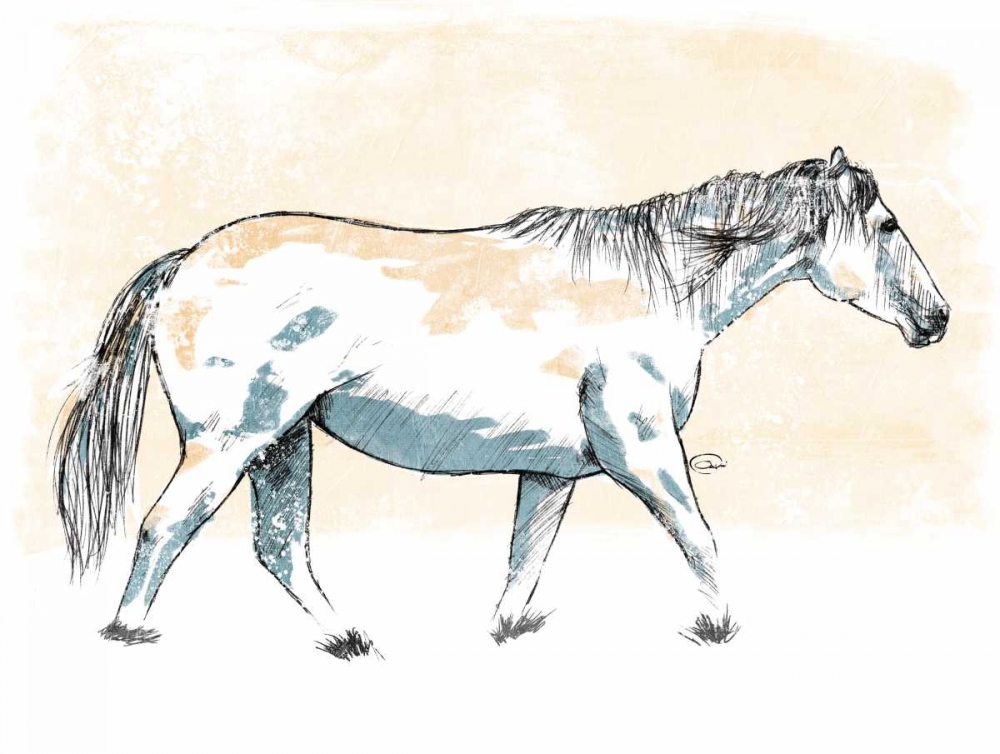Walking Horse Blue art print by OnRei for $57.95 CAD