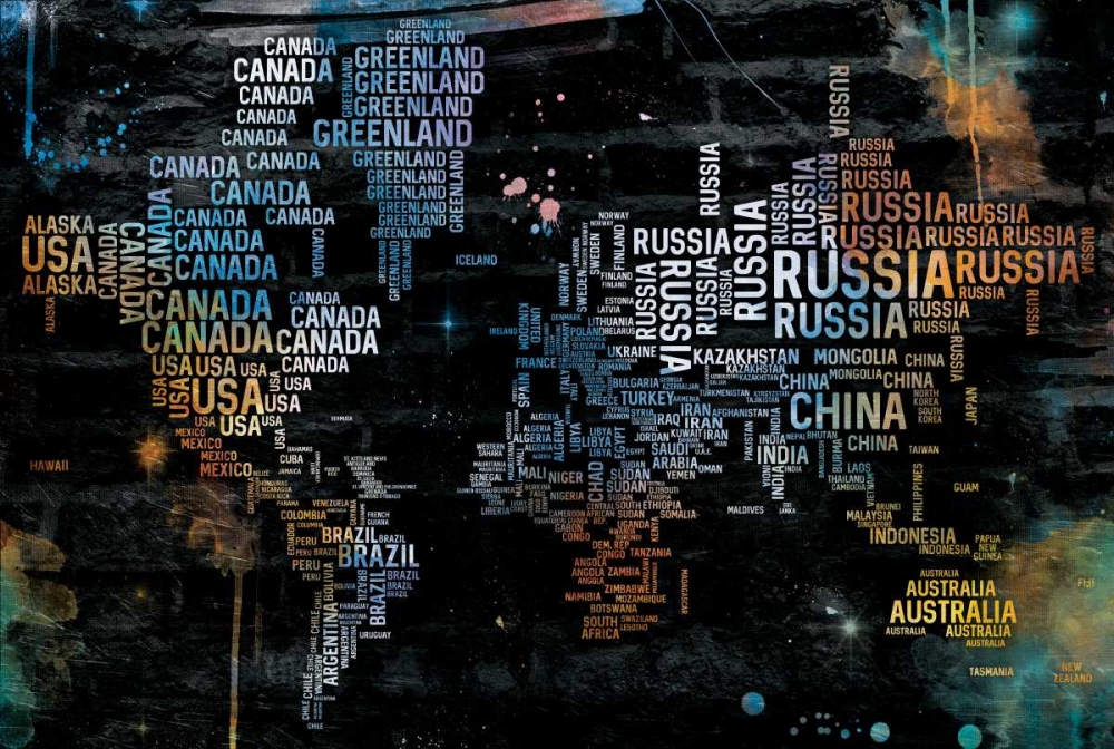 World Text Map art print by OnRei for $57.95 CAD