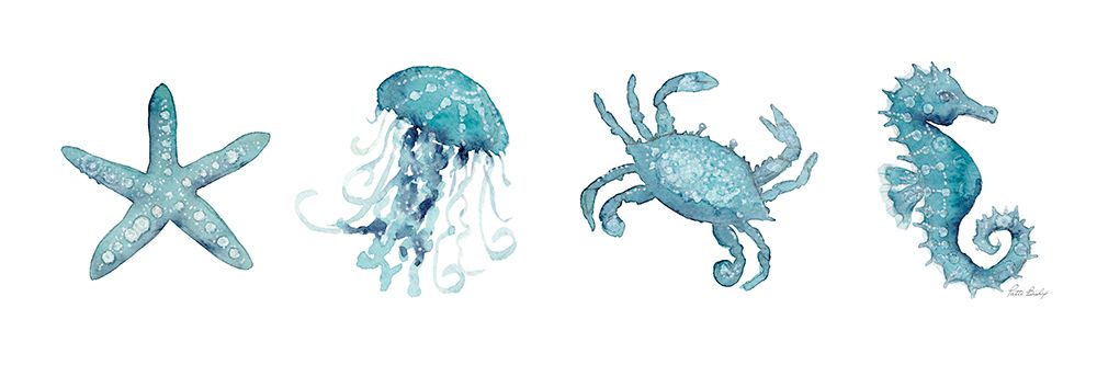 Teal Starfish Seahorse 2 art print by Patti Bishop for $57.95 CAD