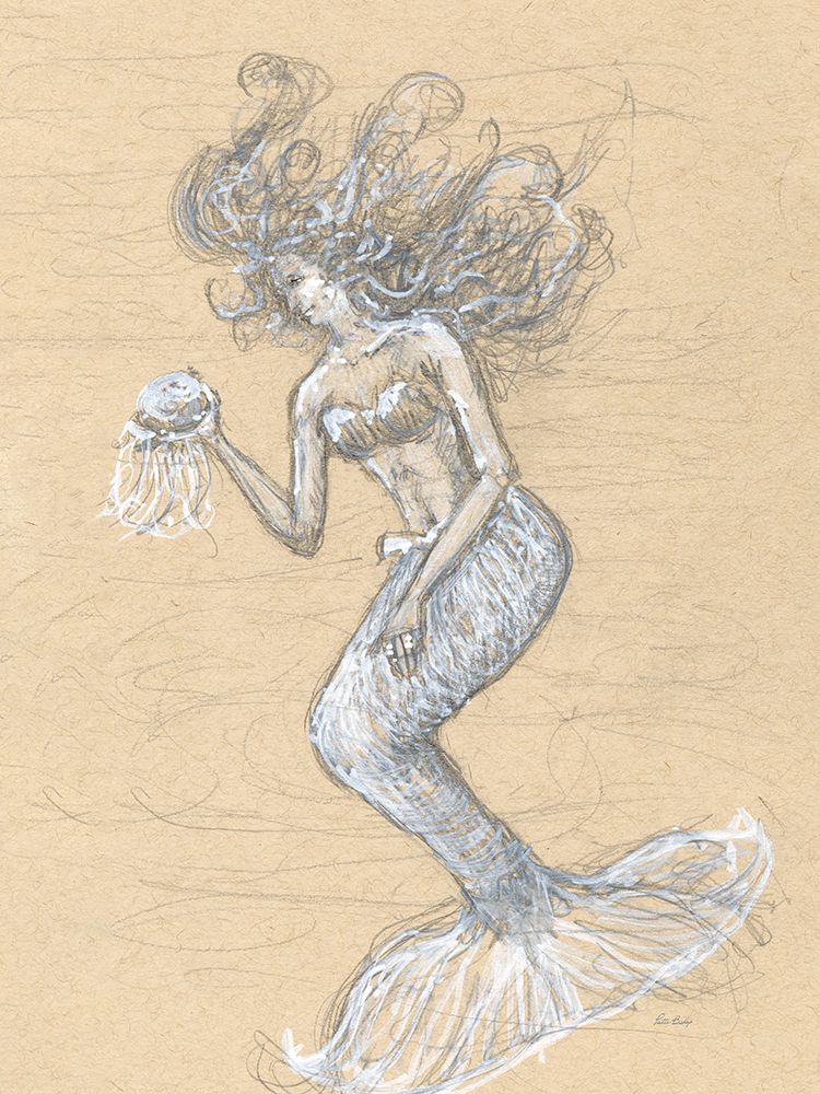 Drawing Mermaid art print by Patti Bishop for $57.95 CAD