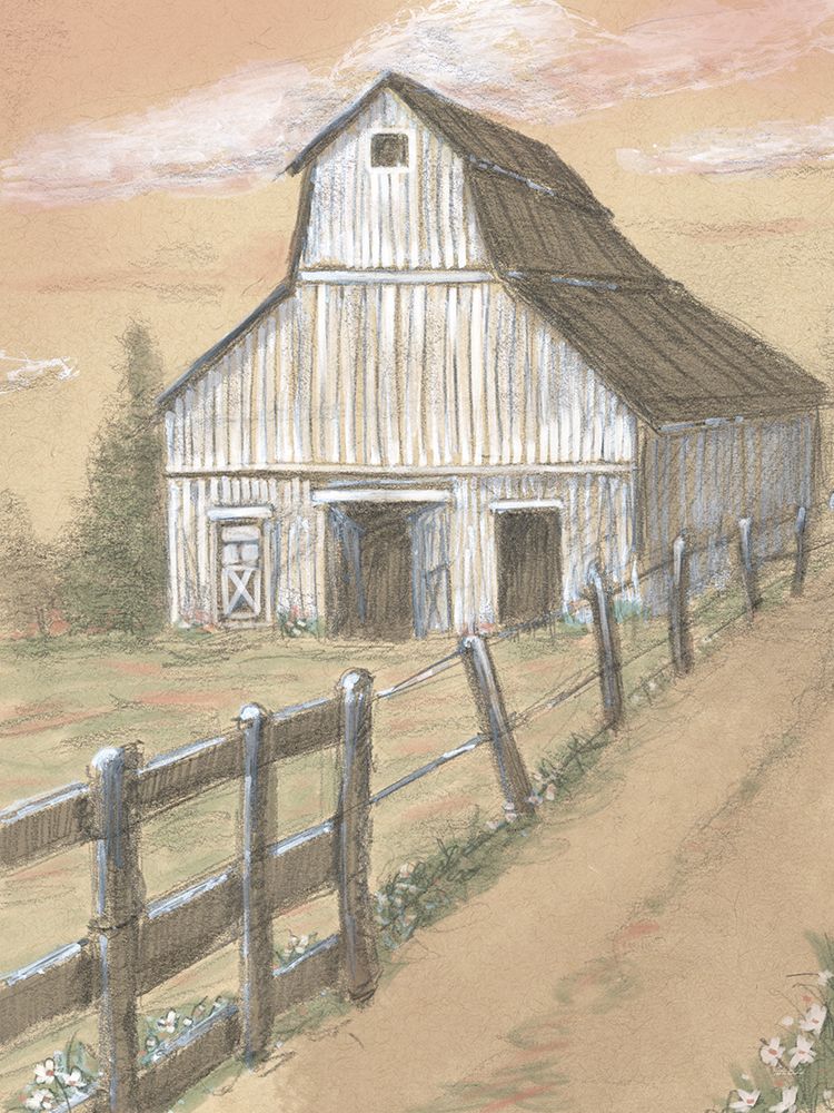 Colorful Barn Fence Vertical Drawing art print by Patti Bishop for $57.95 CAD