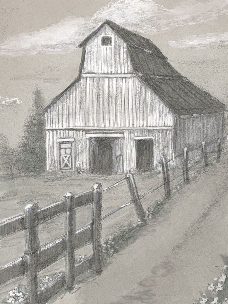 Natural Barn Fence Vertical Drawing art print by Patti Bishop for $57.95 CAD