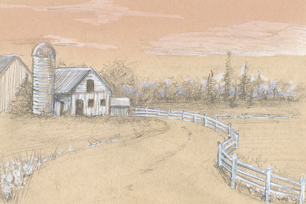 Barn Lane Fence Drawing art print by Patti Bishop for $57.95 CAD