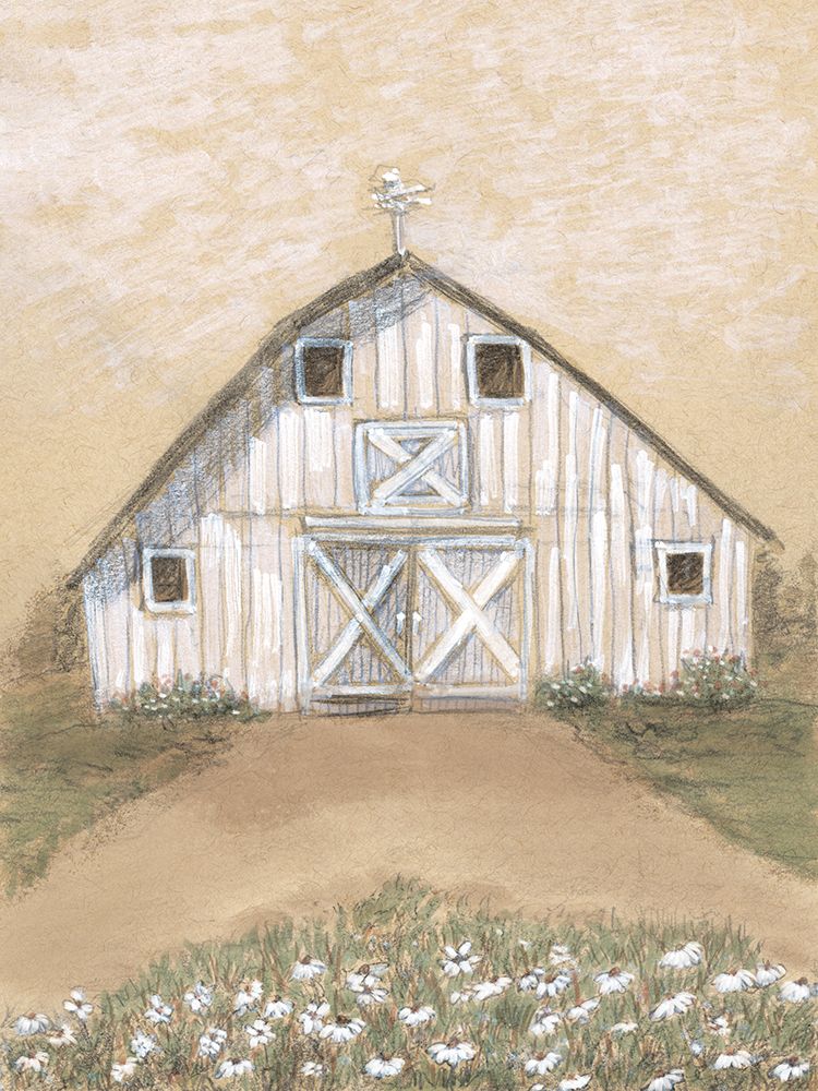 Barn Lane Flowers Color art print by Patti Bishop for $57.95 CAD