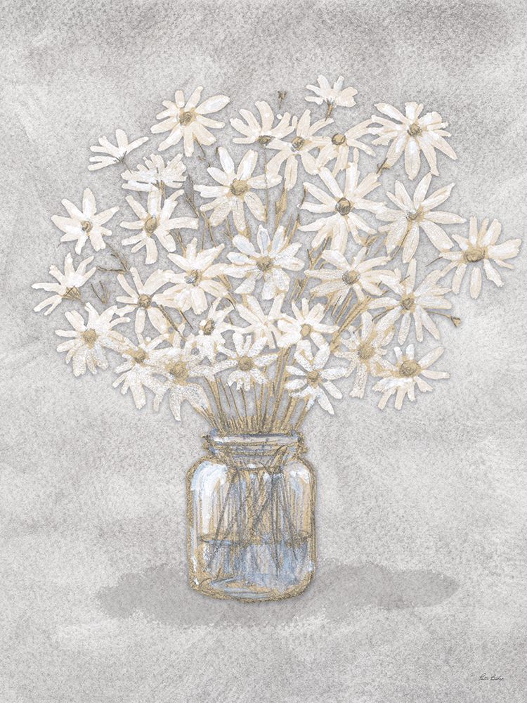 Muted Daisies Jar Drawing art print by Patti Bishop for $57.95 CAD