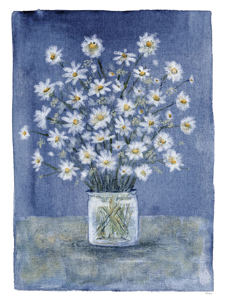 Daisies On Blue Canvas 2 art print by Patti Bishop for $57.95 CAD