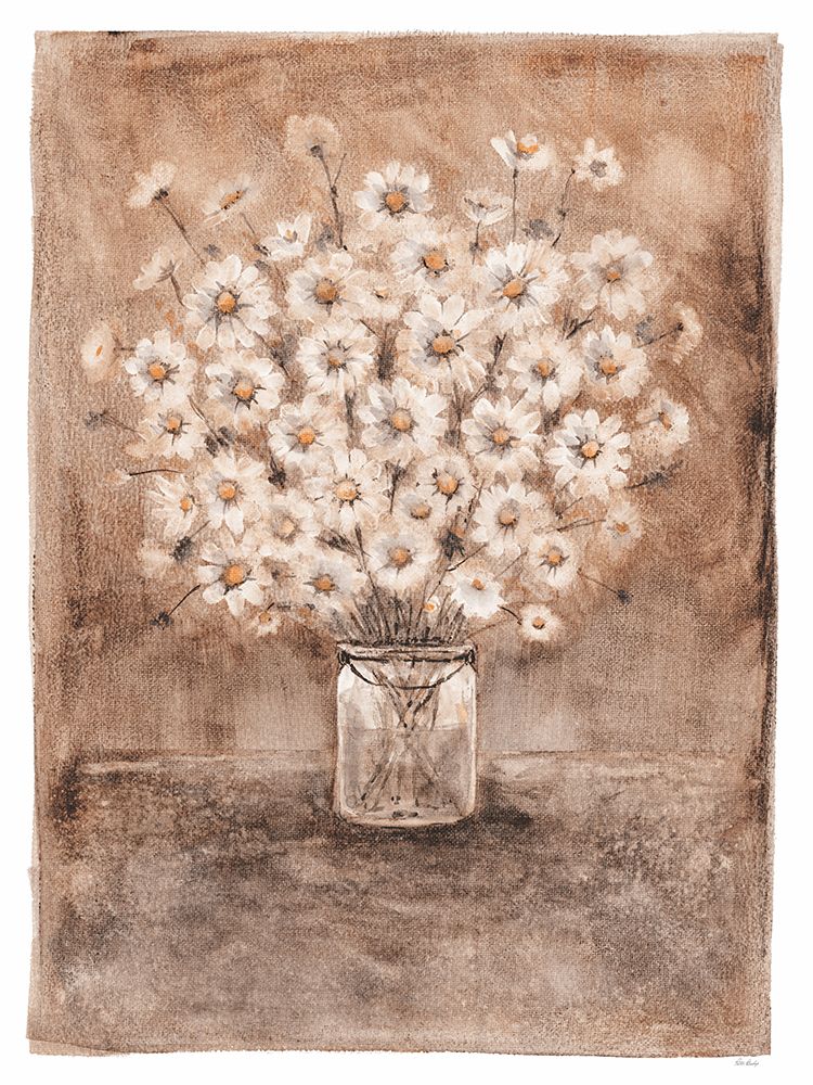 Daisies On Mocha Canvas 3 art print by Patti Bishop for $57.95 CAD