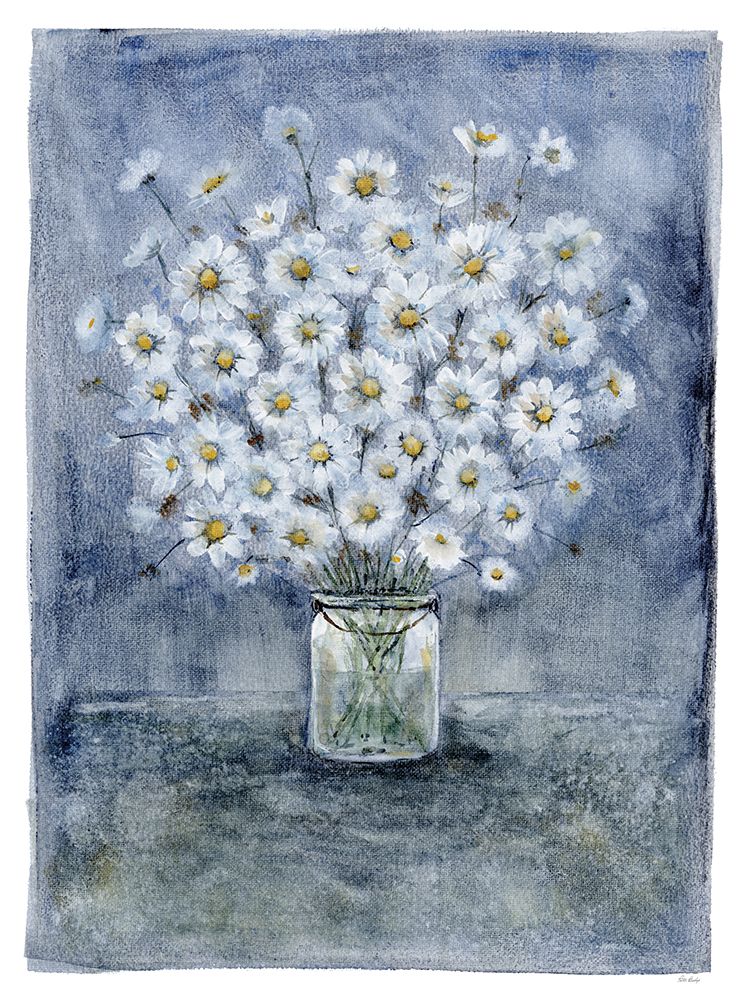 Daisies On Blue Canvas 3 art print by Patti Bishop for $57.95 CAD