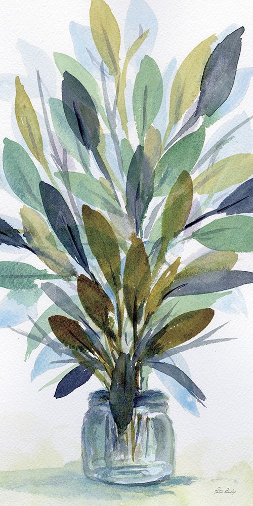 Leaves Jar Blue art print by Patti Bishop for $57.95 CAD