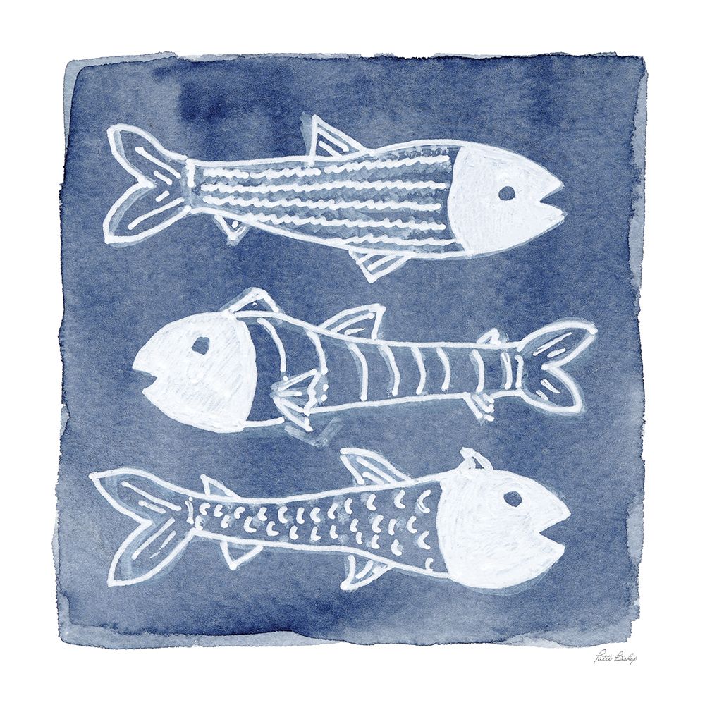 White 3 Fish lndigo art print by Patti Bishop for $57.95 CAD