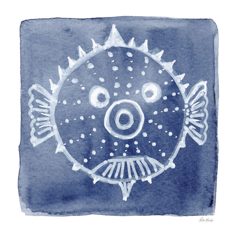 White Blow Fish lndigo art print by Patti Bishop for $57.95 CAD