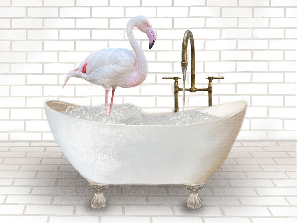 Flamingo In Bathtub art print by Matthew Piotrowicz for $57.95 CAD