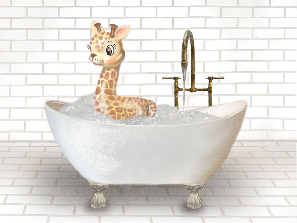 Giraffe In Bathtub art print by Matthew Piotrowicz for $57.95 CAD