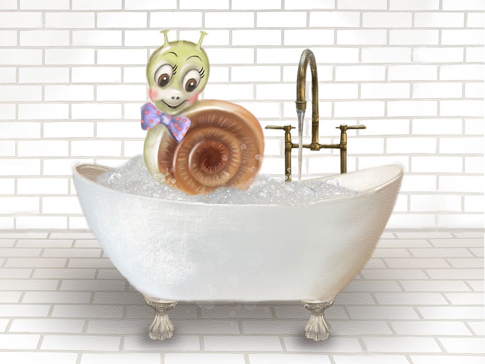 Snail In Bathtub art print by Matthew Piotrowicz for $57.95 CAD