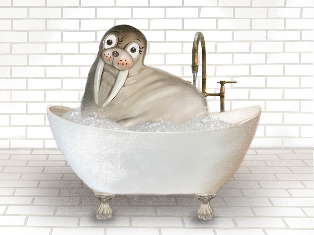 Walrus In Bathtub art print by Matthew Piotrowicz for $57.95 CAD