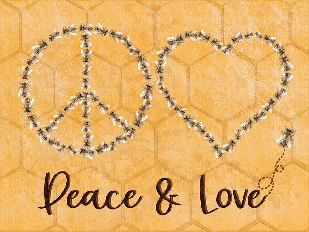 Bees Peace And Love With Bee Horizontal art print by Matthew Piotrowicz for $57.95 CAD