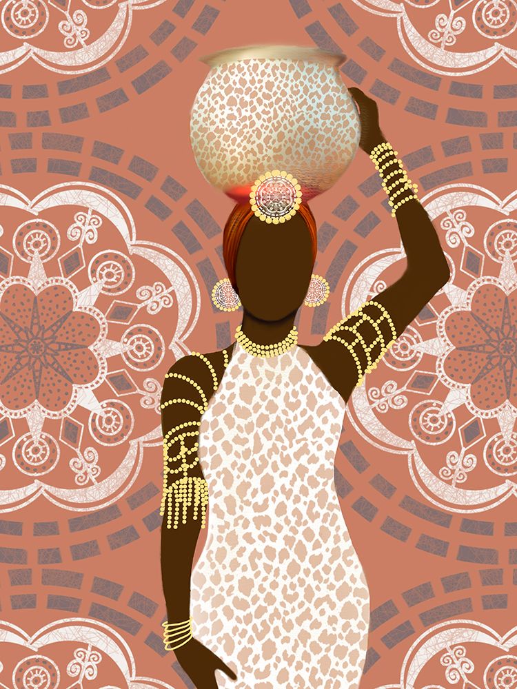 Woman Mandala Leopard Print Coral art print by Matthew Piotrowicz for $57.95 CAD