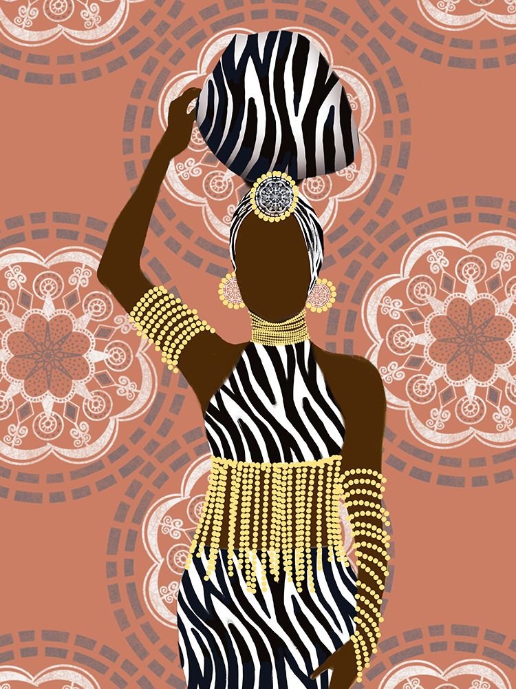 Woman Mandala Zebra Print Coral art print by Matthew Piotrowicz for $57.95 CAD