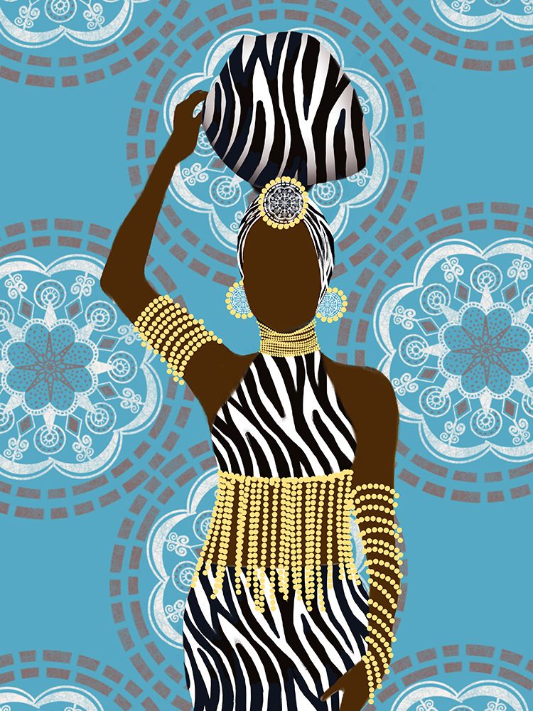 Woman Mandala Zebra Print Teal art print by Matthew Piotrowicz for $57.95 CAD