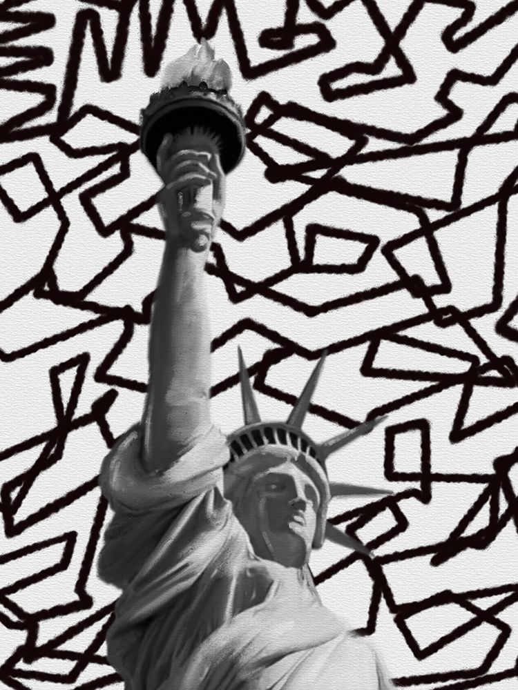 Black And White Statue Of Liberty art print by Matthew Piotrowicz for $57.95 CAD
