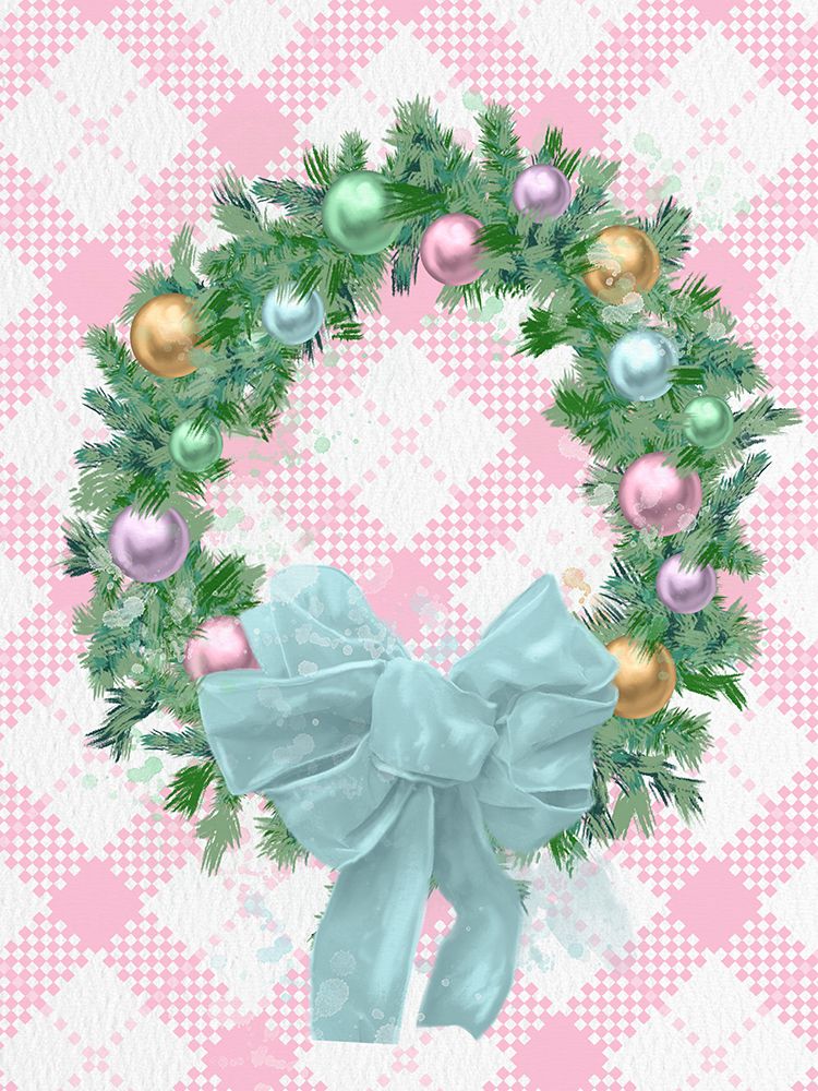 Pastel Wreath Watercolor Plaid Background art print by Matthew Piotrowicz for $57.95 CAD