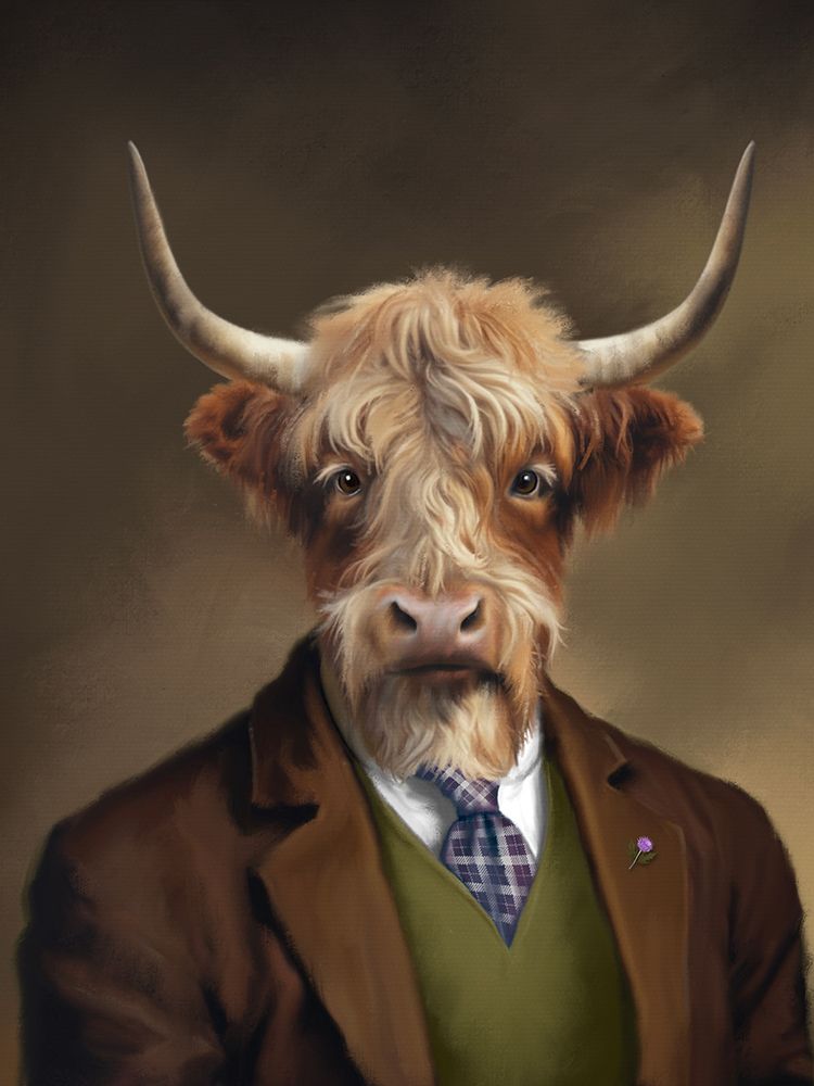 Highland Cow Scottish Gentleman art print by Matthew Piotrowicz for $57.95 CAD