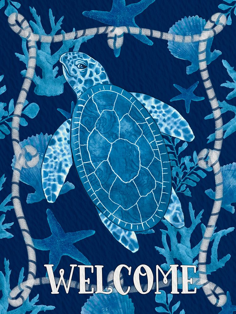 Welcome Sea Blue And White Turtle art print by Matthew Piotrowicz for $57.95 CAD