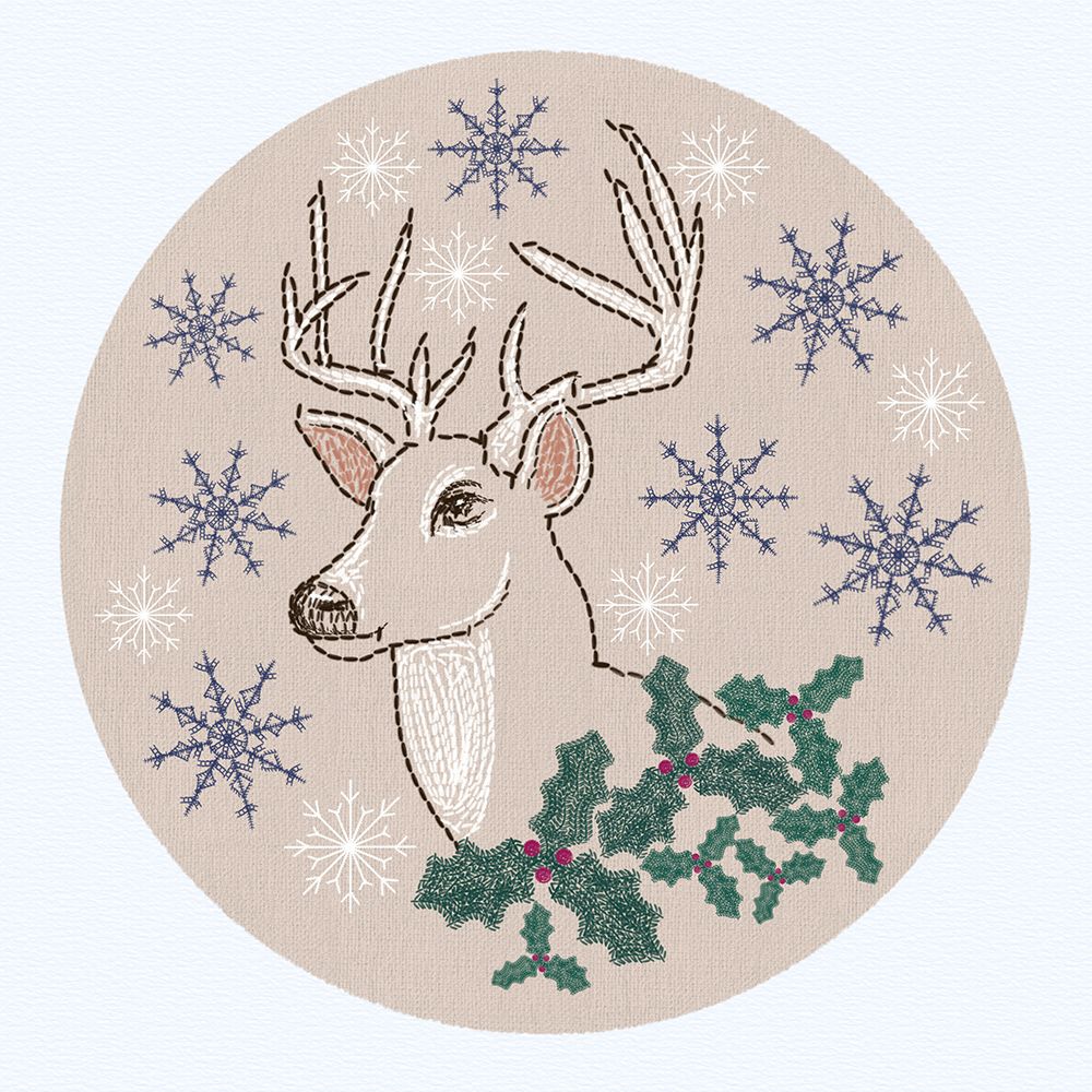 Christmas Embroidery Deer art print by Matthew Piotrowicz for $57.95 CAD