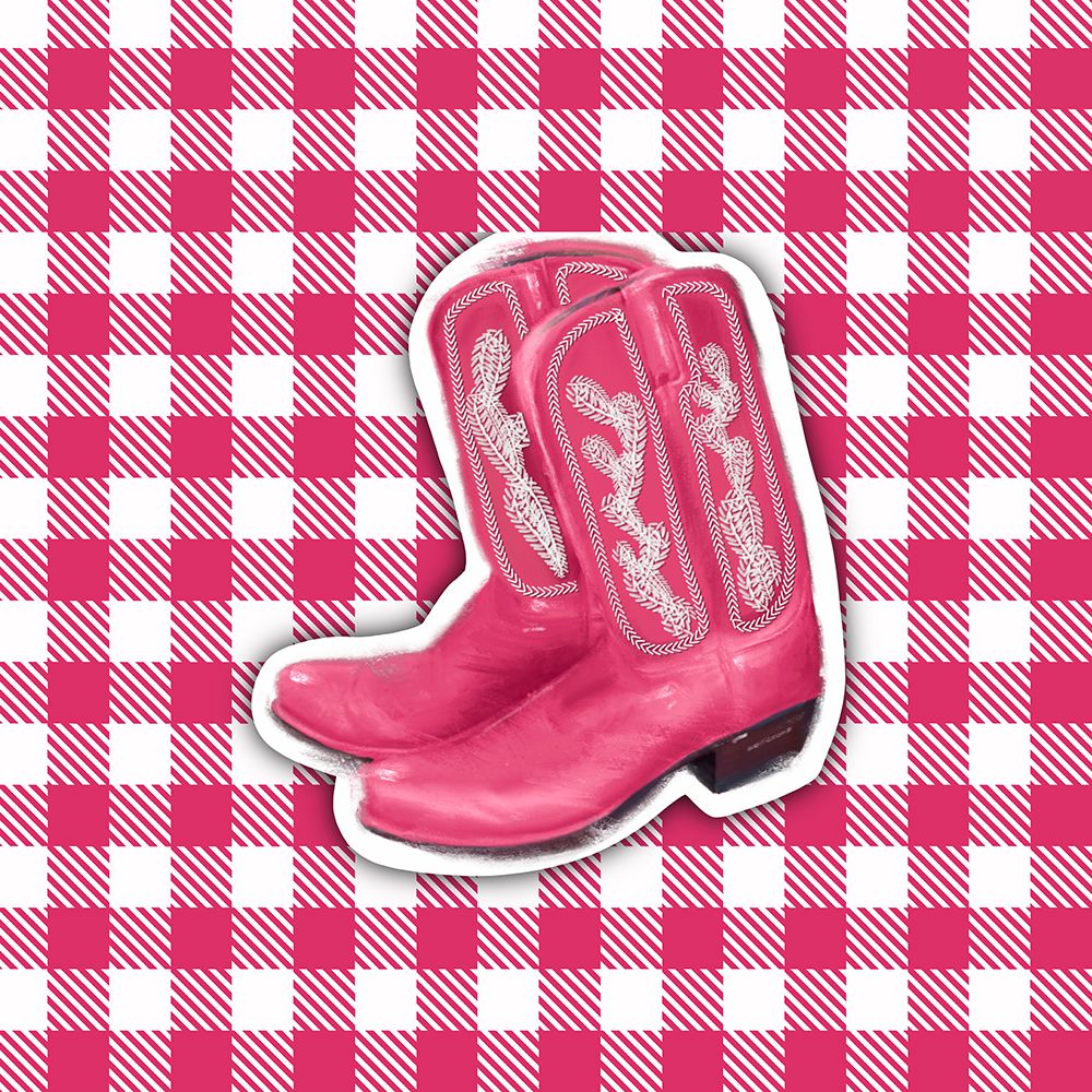 Pink Plaid Cowgirl Boots art print by Matthew Piotrowicz for $57.95 CAD